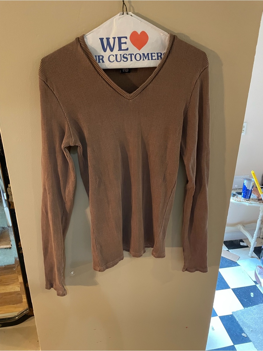 Vintage 90s GAP light brown V-Neck Ribbed top